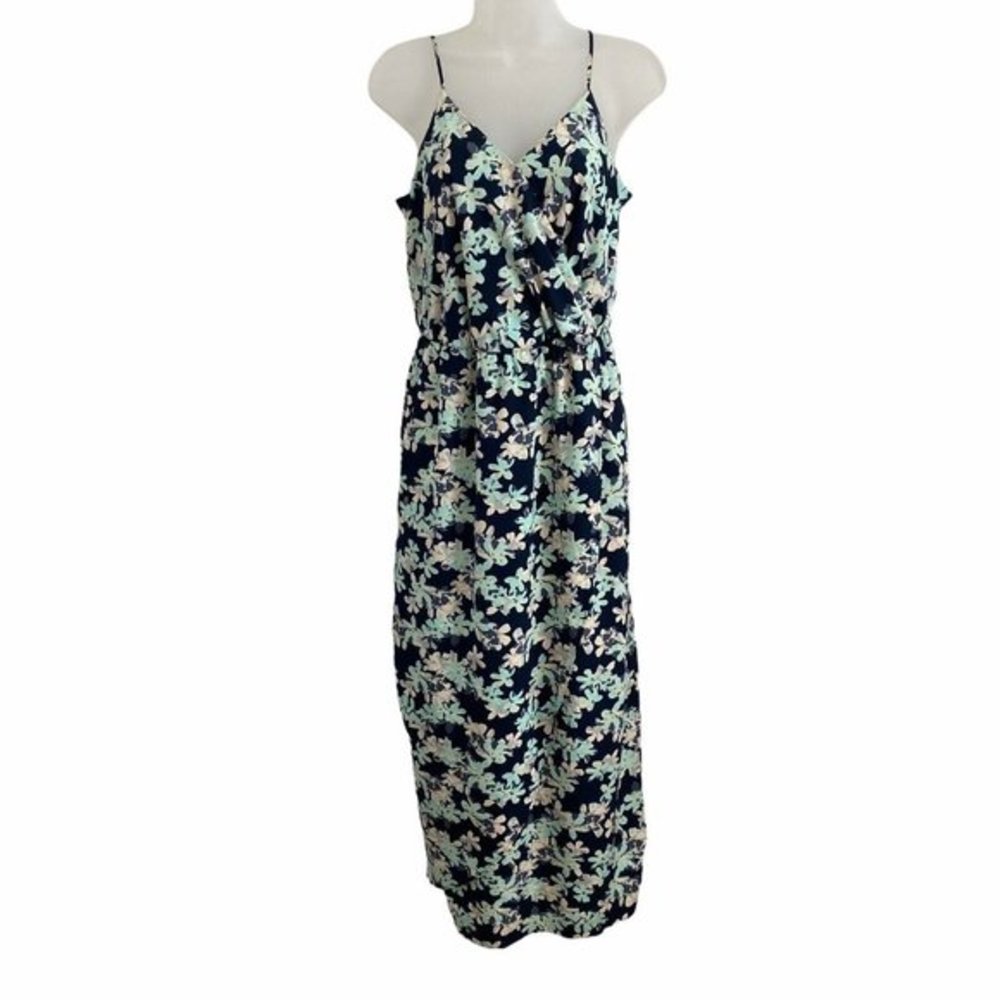 Banana Republic 2 Midi Dress Floral Blue Aqua